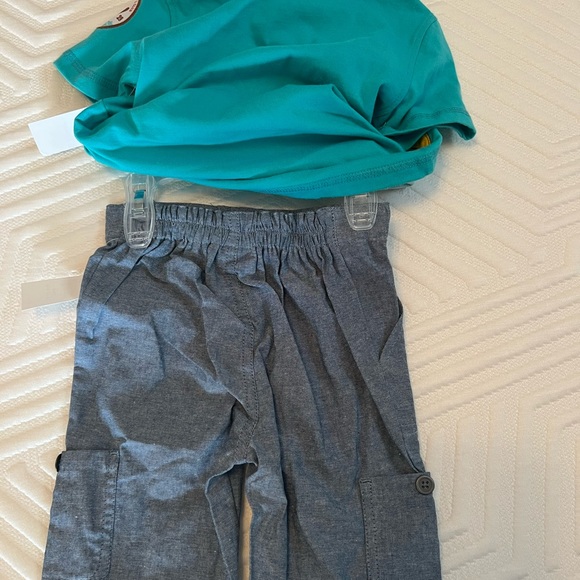 NWT Disney Mickey Mouse teal polo shirt blue elastic band pant set 18-24M cotton - Picture 8 of 8